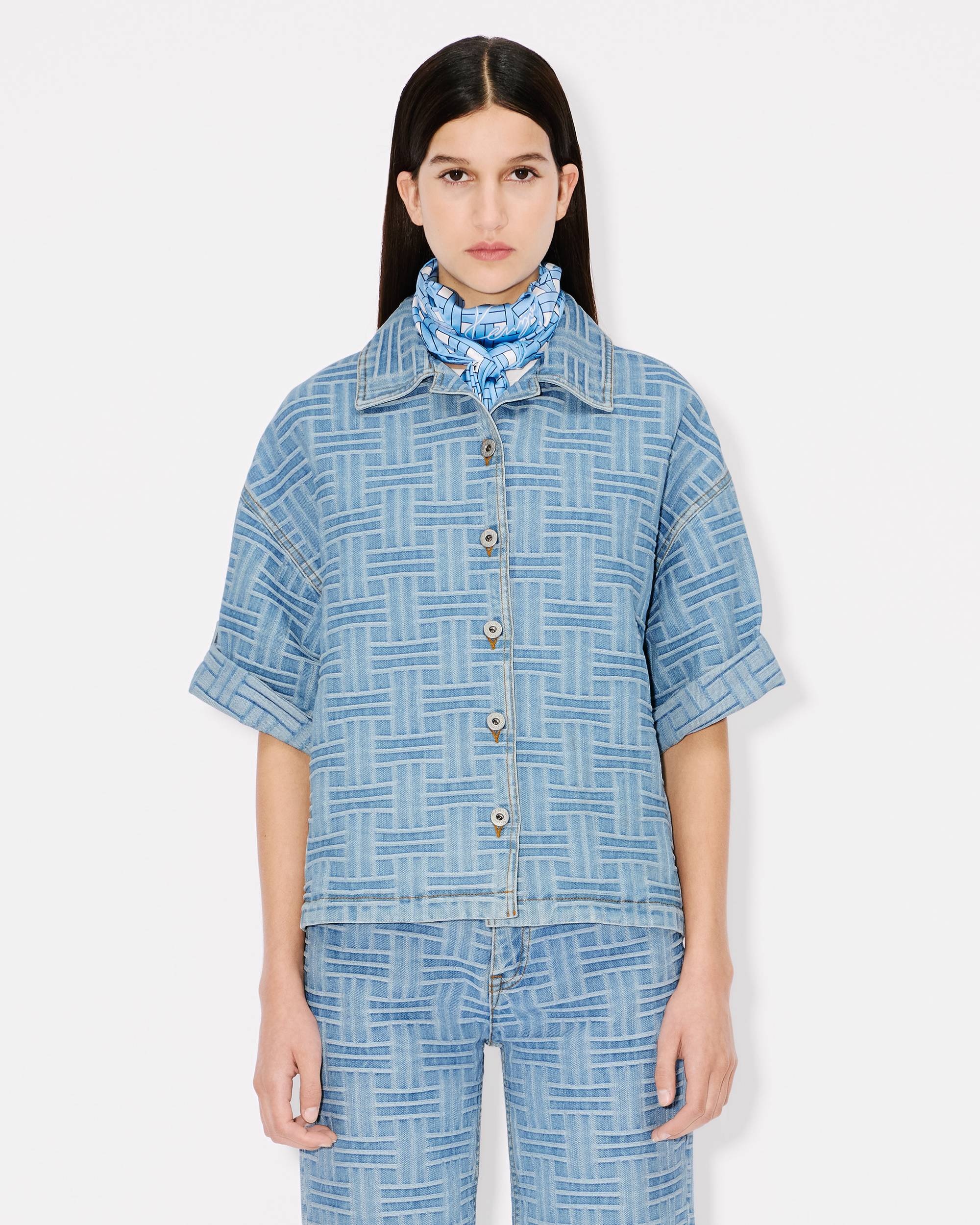 'KENZO Weave' jacquard oversized shirt in japanese denim - 3