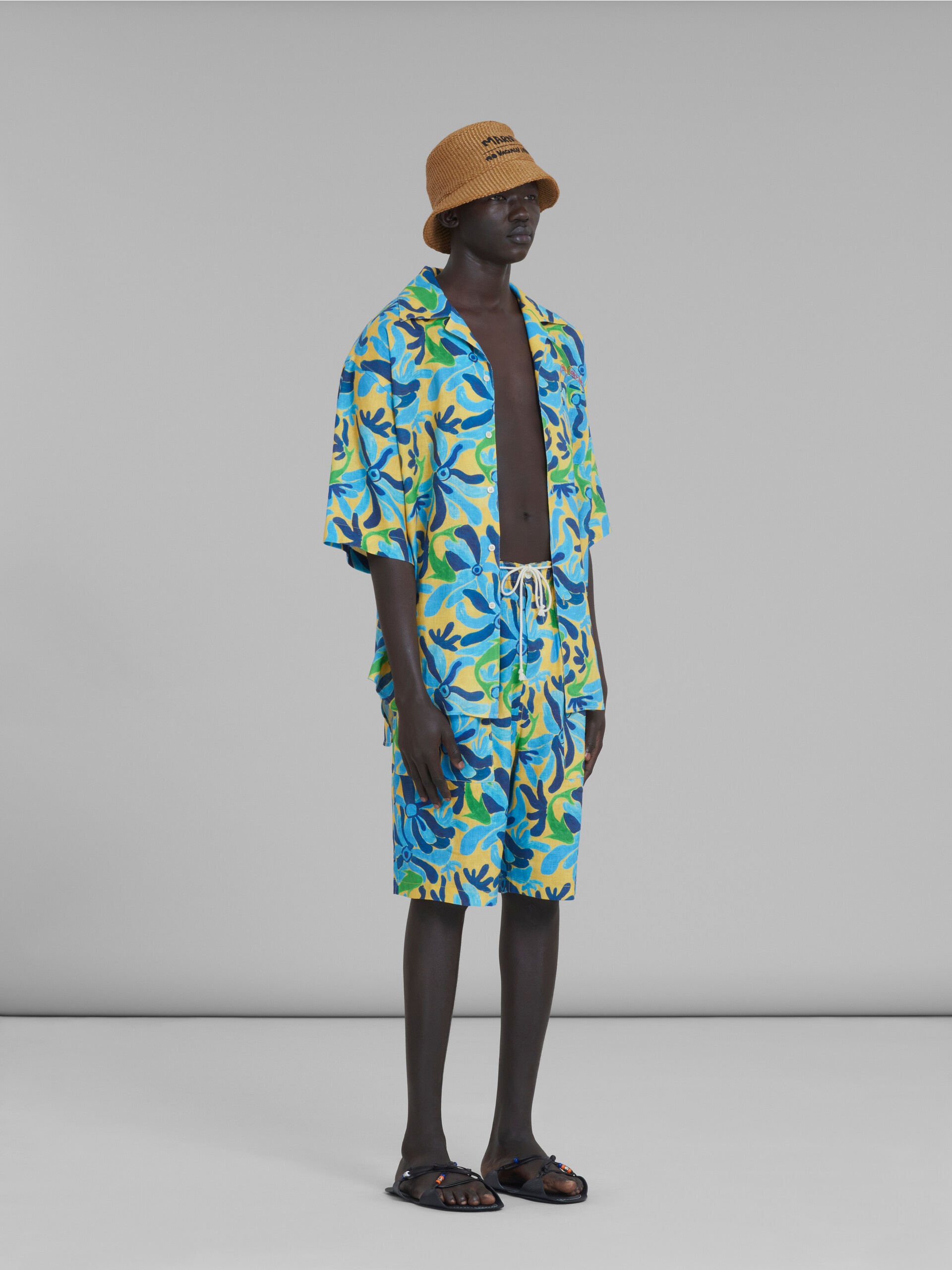 MARNI X NO VACANCY INN - GAUZE SHORTS WITH CHIPPY FISHES PRINT - 5
