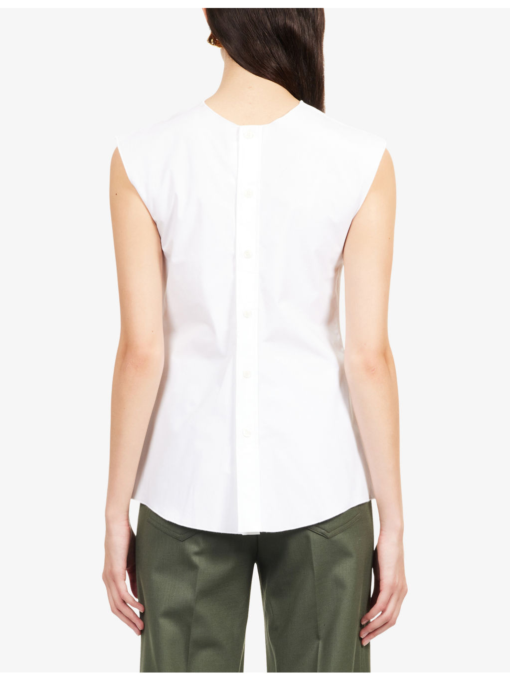 Sleeveless Bib Cotton Shirt - 4