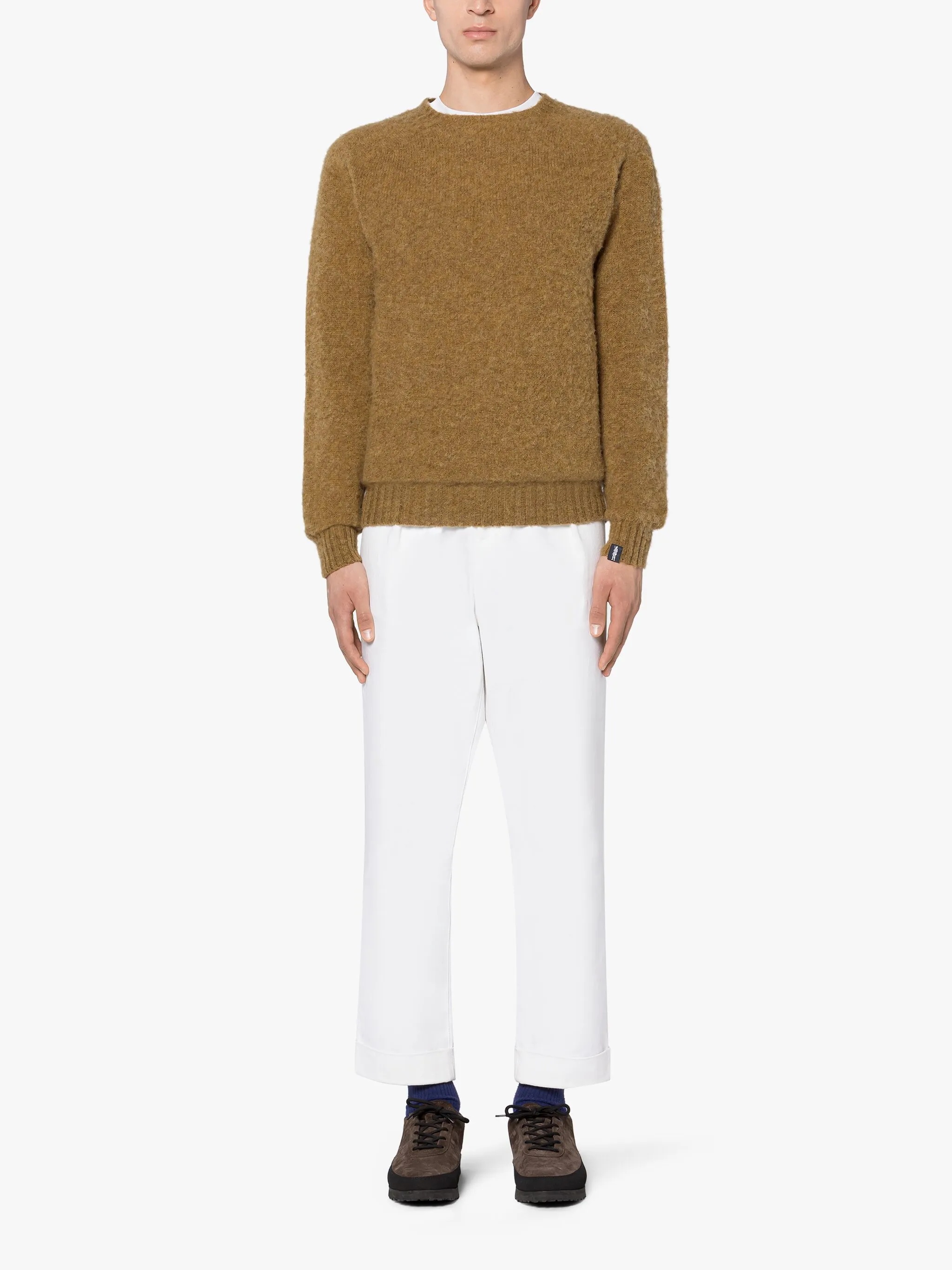 HUTCHINS DARK CAMEL WOOL CREWNECK SWEATER - 2