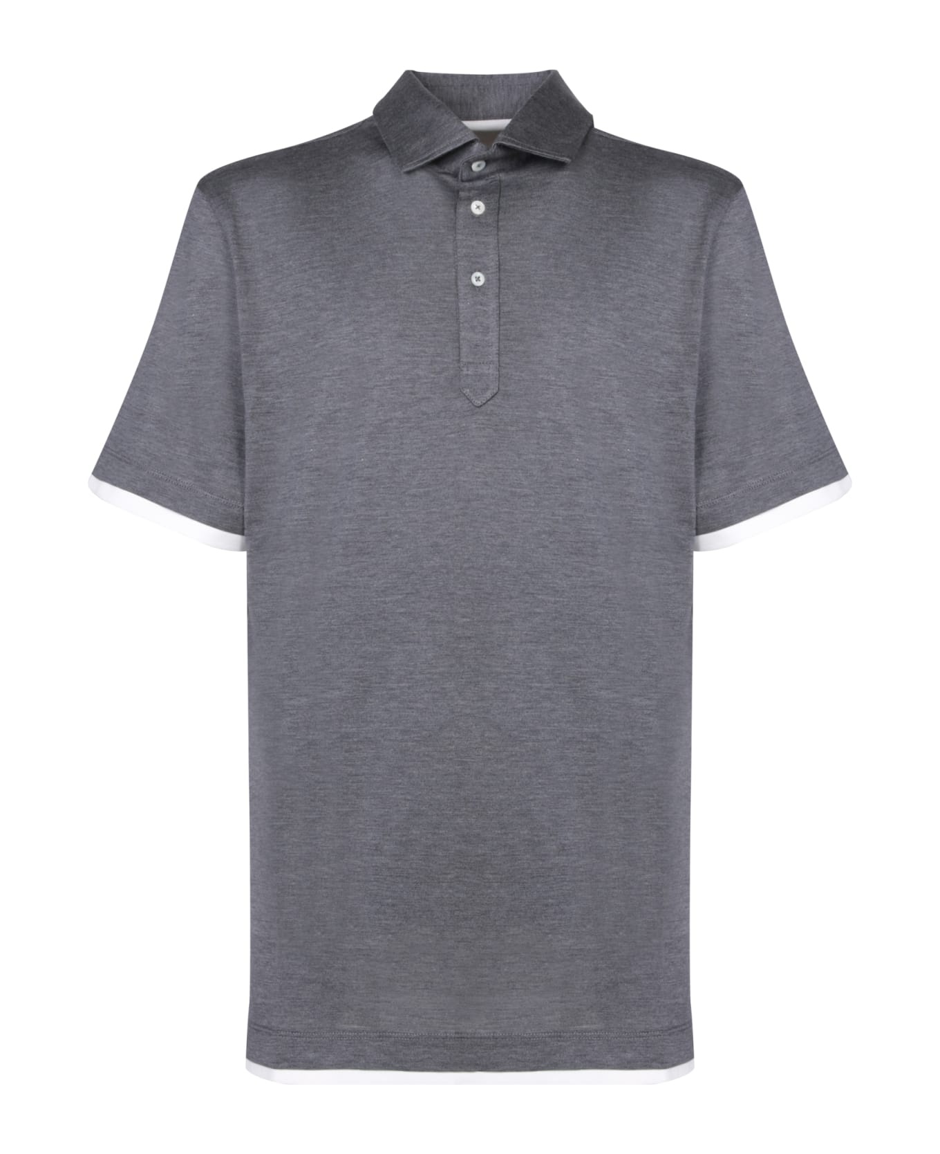 Silk And Cotton Grey Polo Shirt - 1