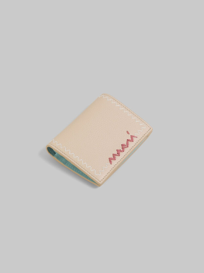 BEIGE BI-FOLD WALLET WITH MARNI MENDING EMBROIDERY 5