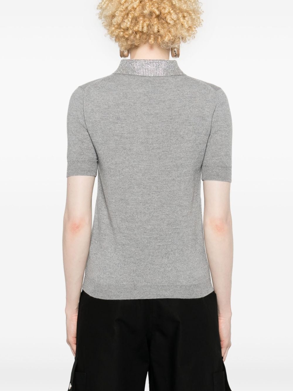 stud embellished knitted top - 4