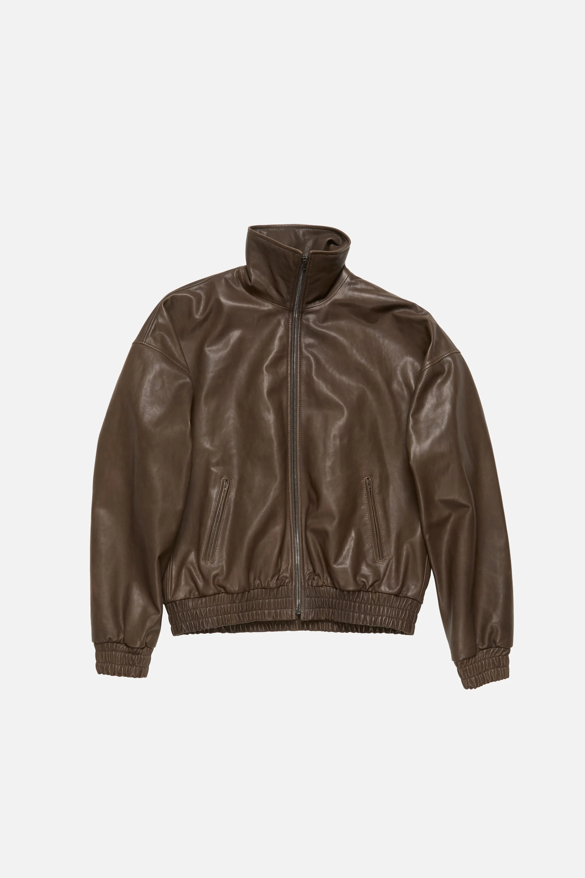 Leather blouson jacket - Dark brown - 1