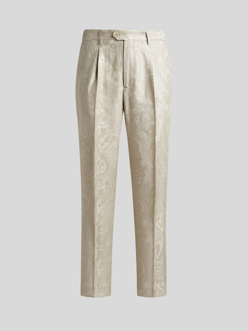 LINEN JACQUARD TROUSERS - 1