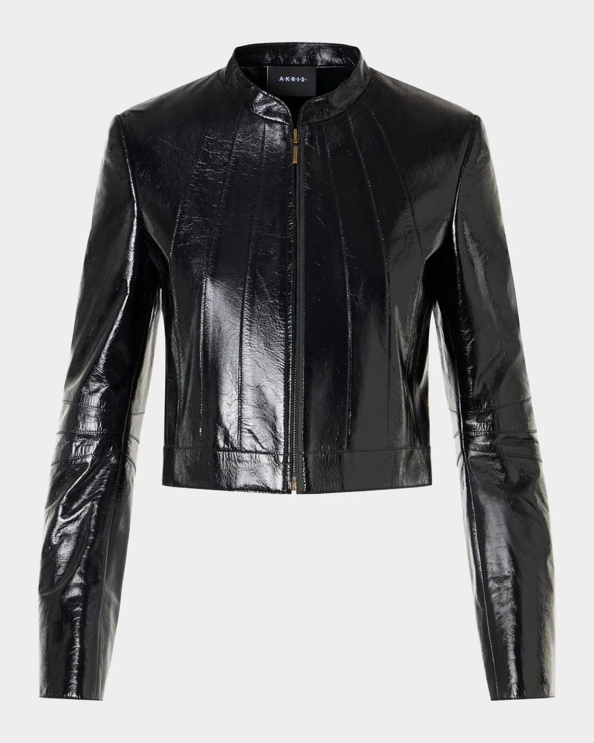 Shiny Leather Crop Zip Jacket - 1