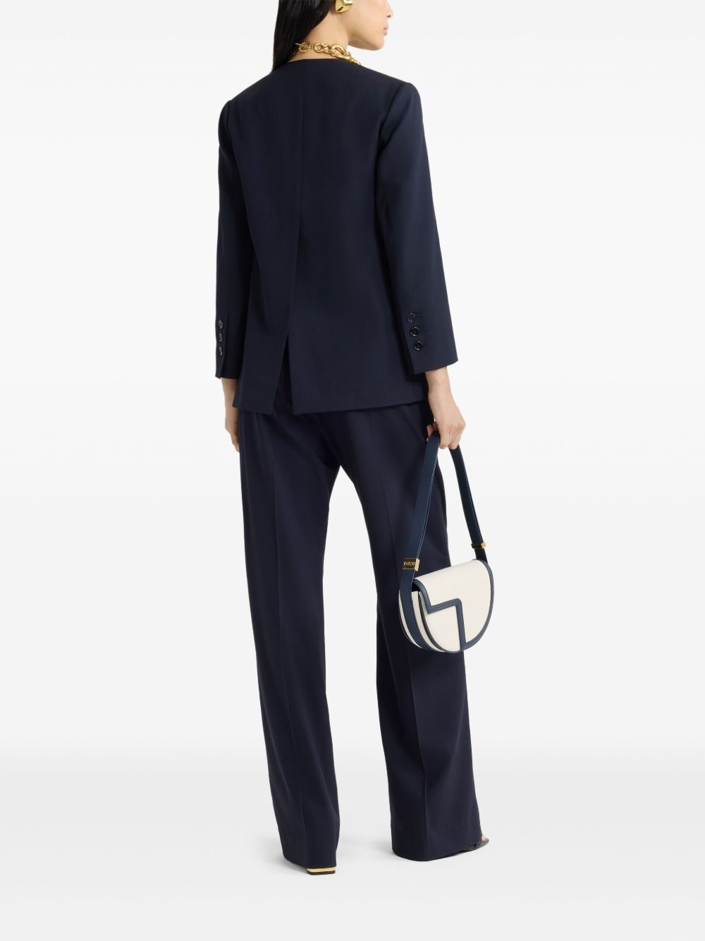 collarless twill jacket - 3