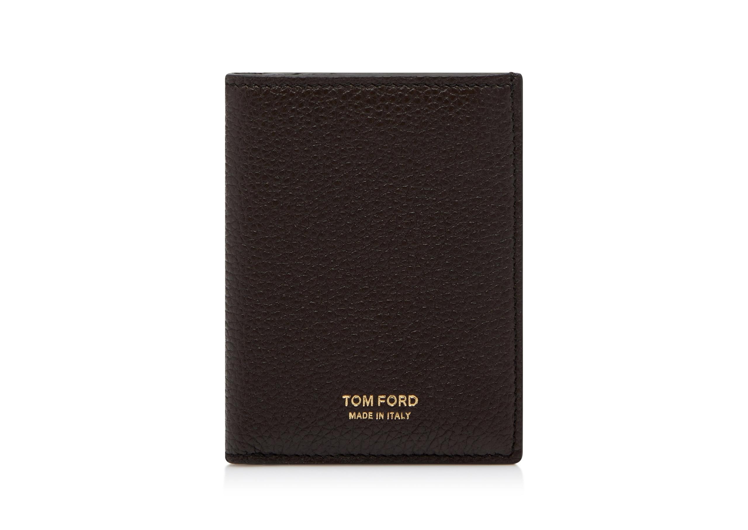 GRAIN LEATHER FOLDING CARDHOLDER - 1