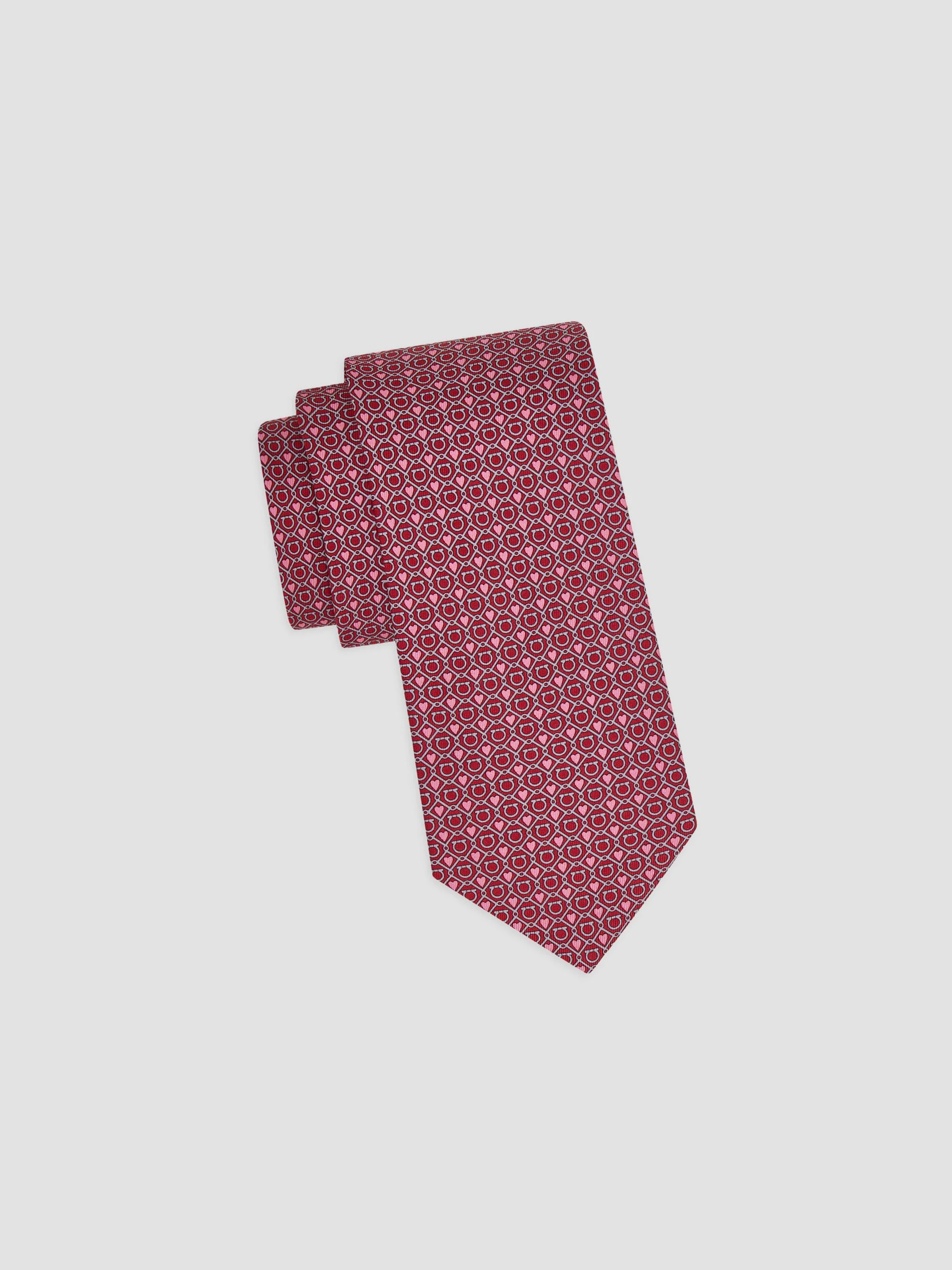 Men's Gancini Heart Silk Tie - Vinaccia Rosa - 1