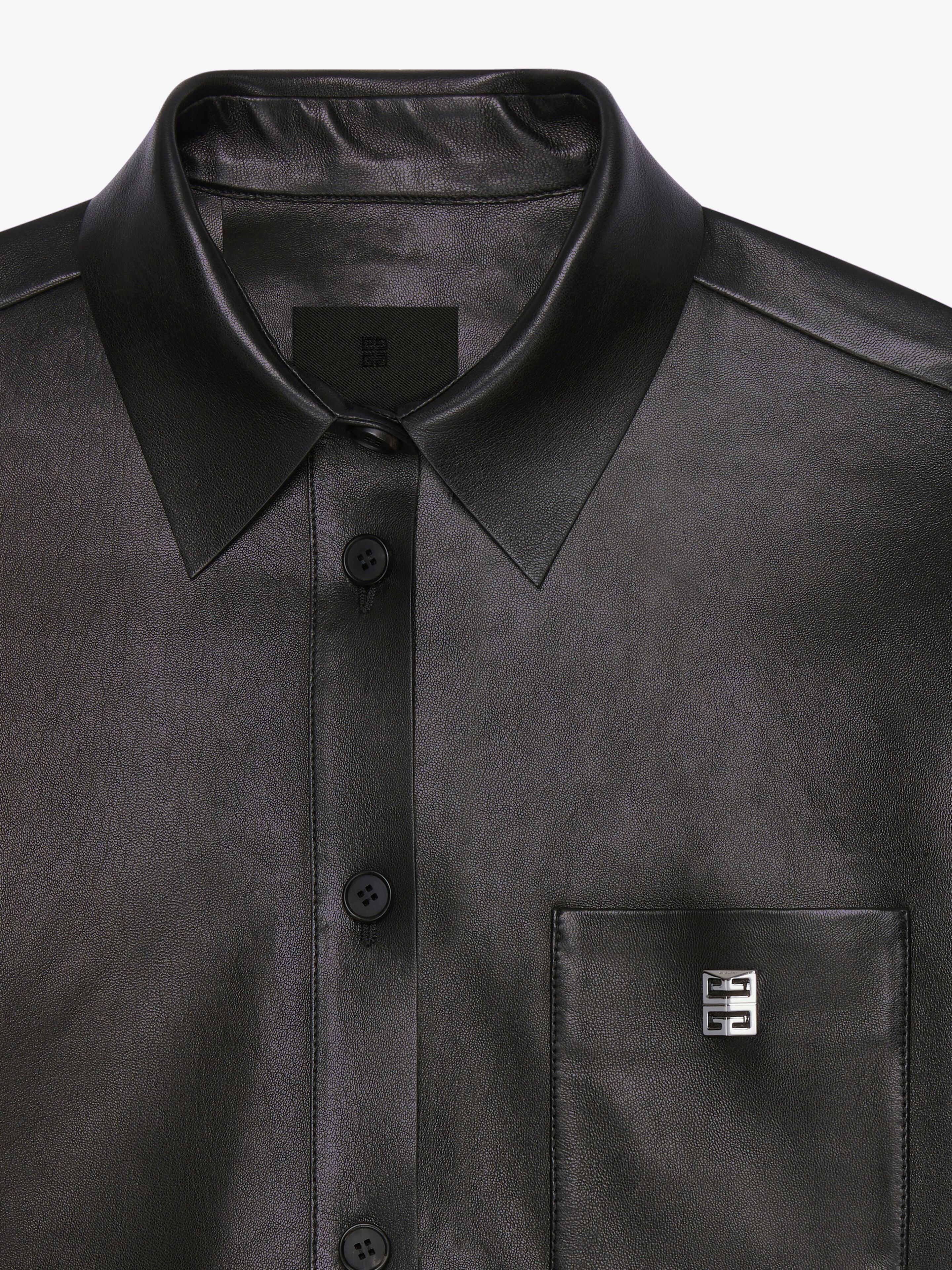 CROPPED SHIRT IN LEATHER WITH 4G DETAIL - 5