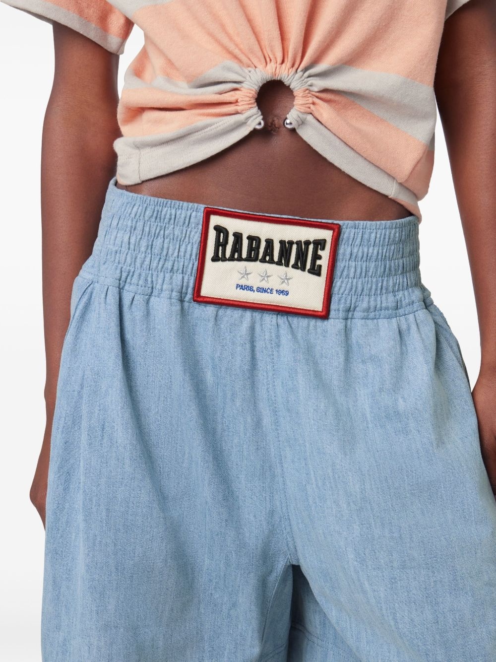 logo-appliqué denim shorts - 5