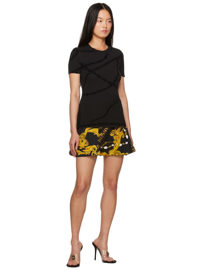 VERSACE JEANS COUTURE Black Flocked T-Shirt outlook