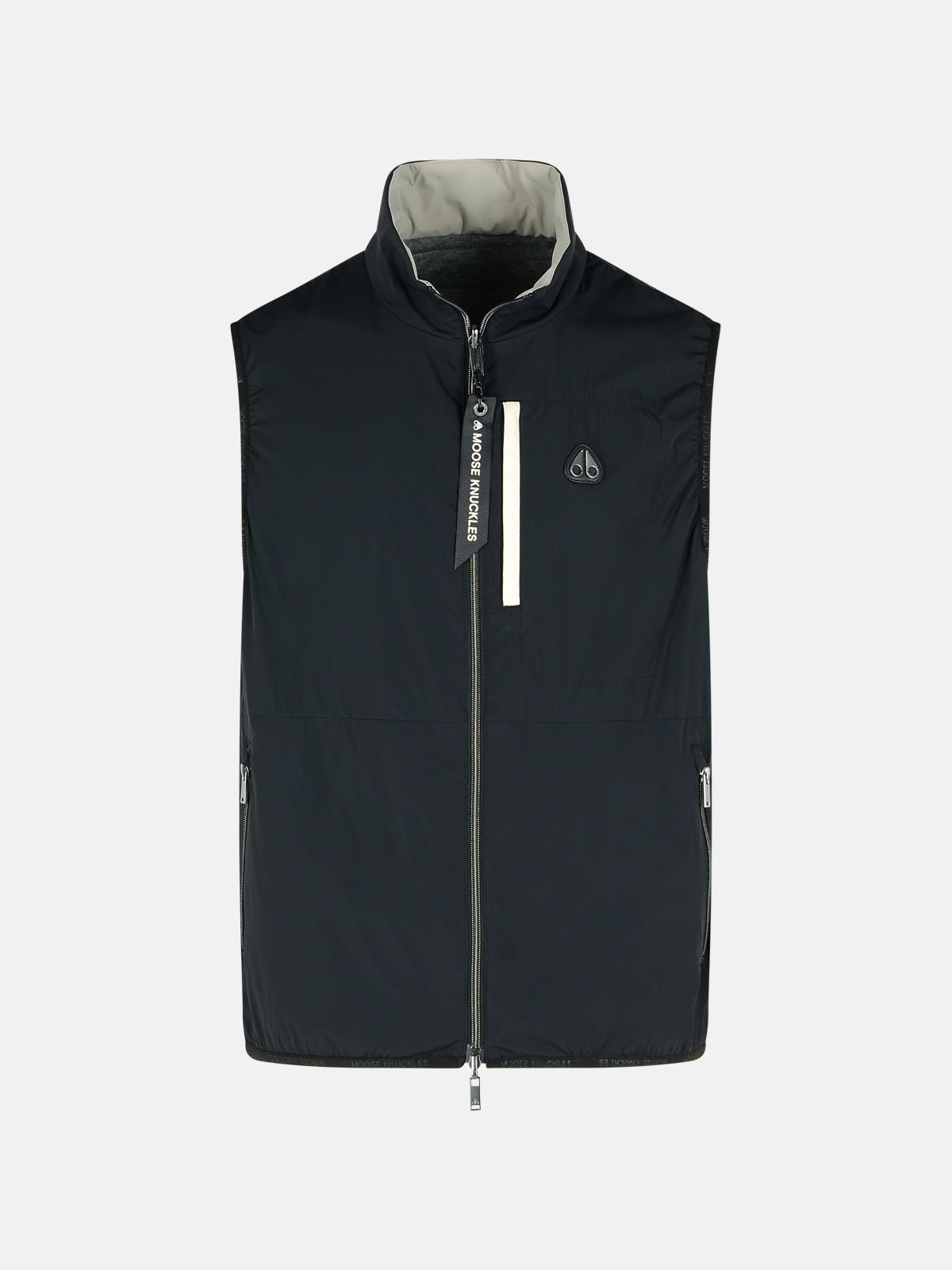'DOMINION' BLACK NYLON BLEND VEST - 1