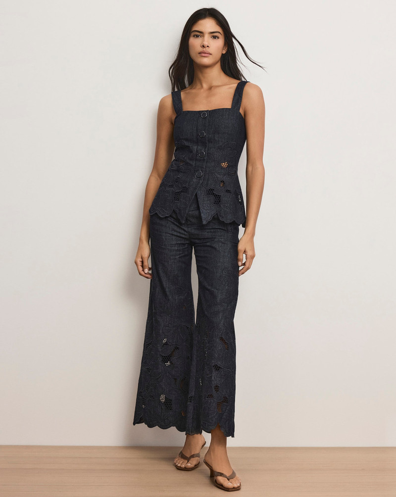 VERONICA BEARD OSBORNE WIDE-LEG EYELET PANT outlook