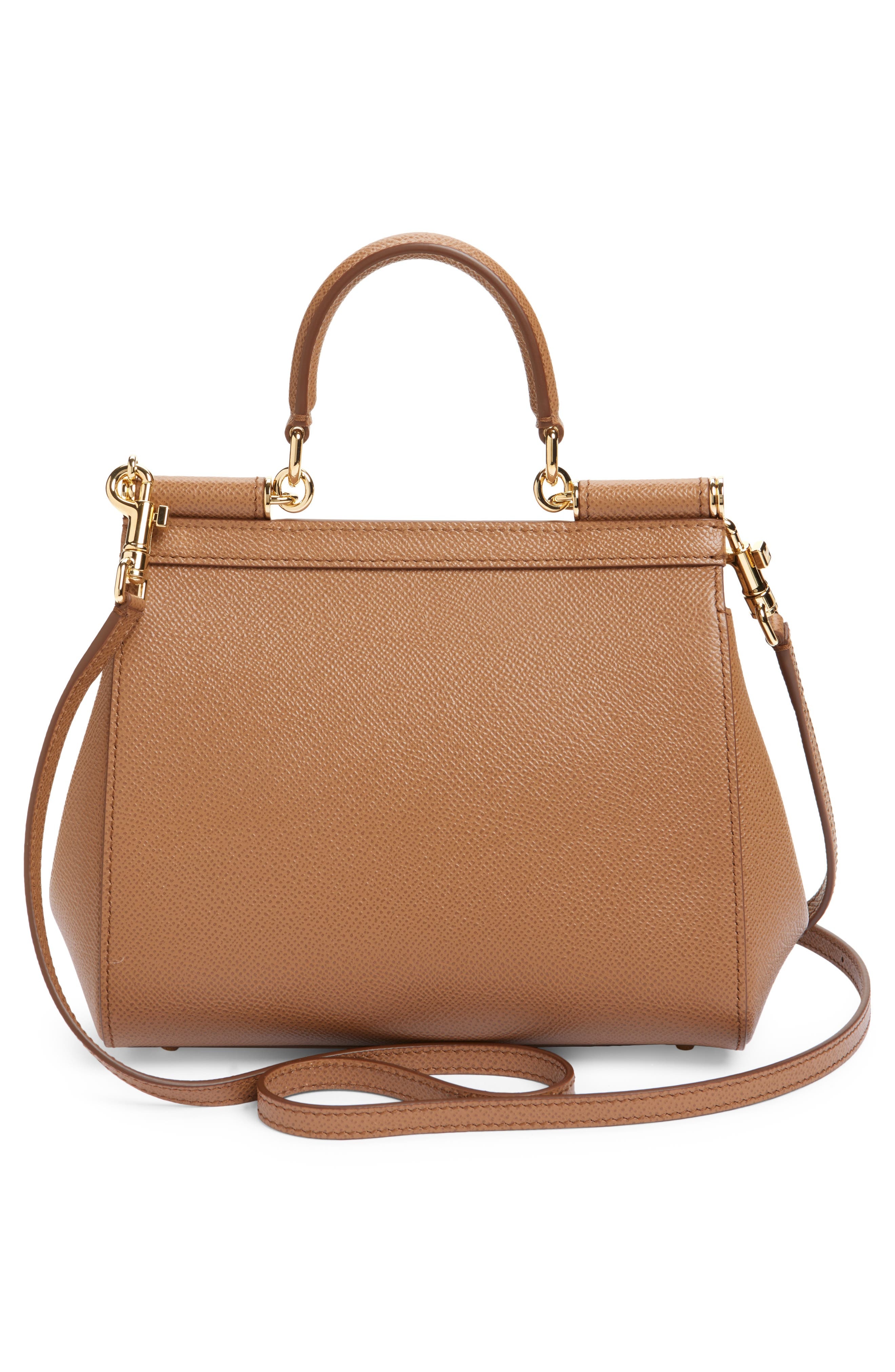 Dolce&Gabbana Medium Sicily Leather Top Handle Bag in 8M417 Caramel at Nordstrom - 4