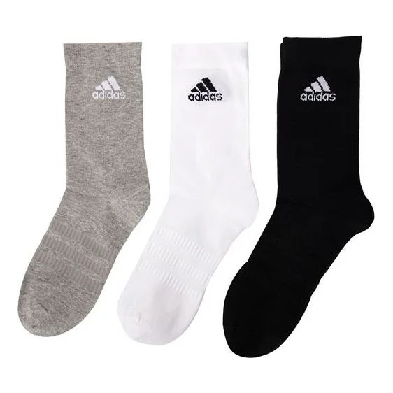 adidas Light Crew 3pp Athleisure Casual Sports Logo Breathable Socks Unisex 3 Pairs DZ9392 - 1