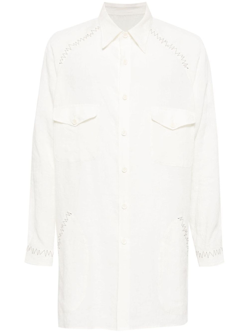 contrast-stitching linen shirt 1