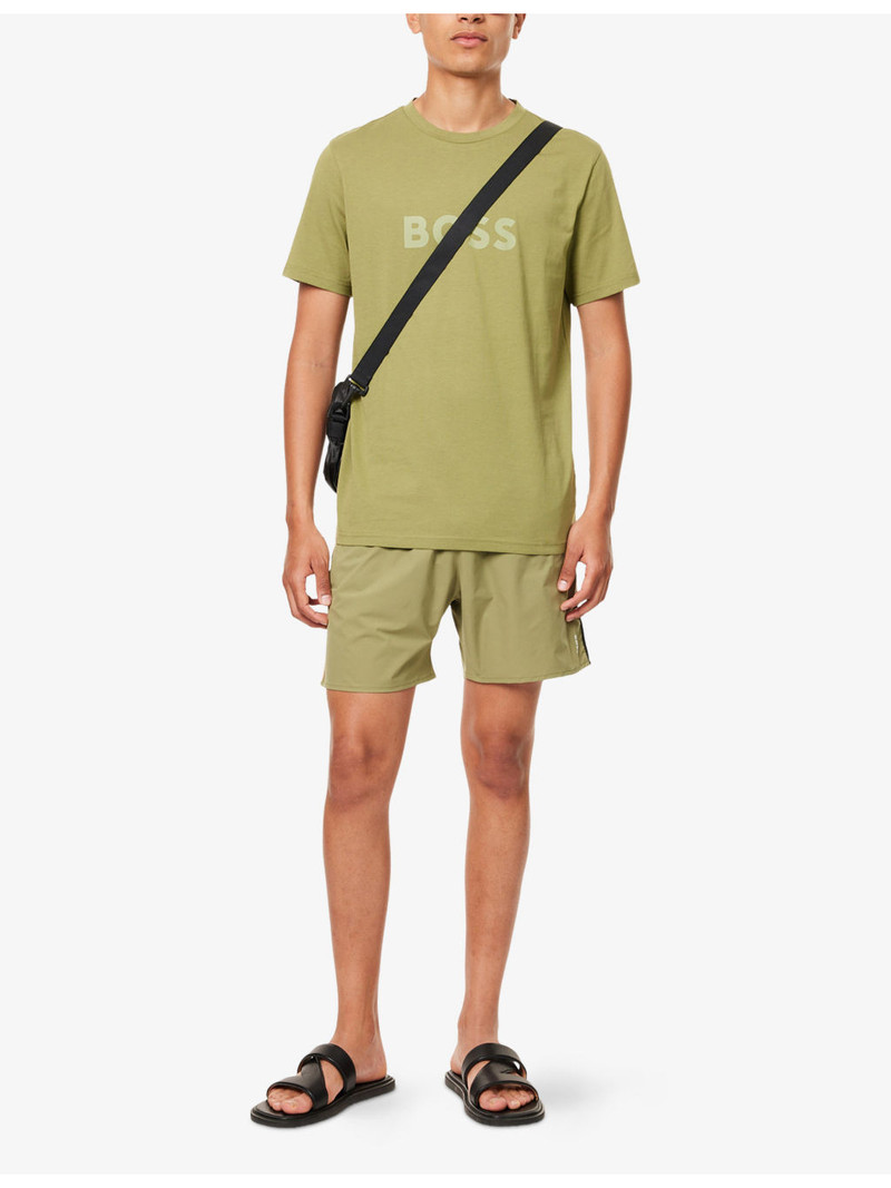 BOSS Brand-Print Crewneck Cotton-Jersey T-Shirt outlook