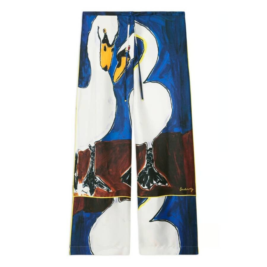 Burberry Graphic-Print Silk Flared Trousers - 5