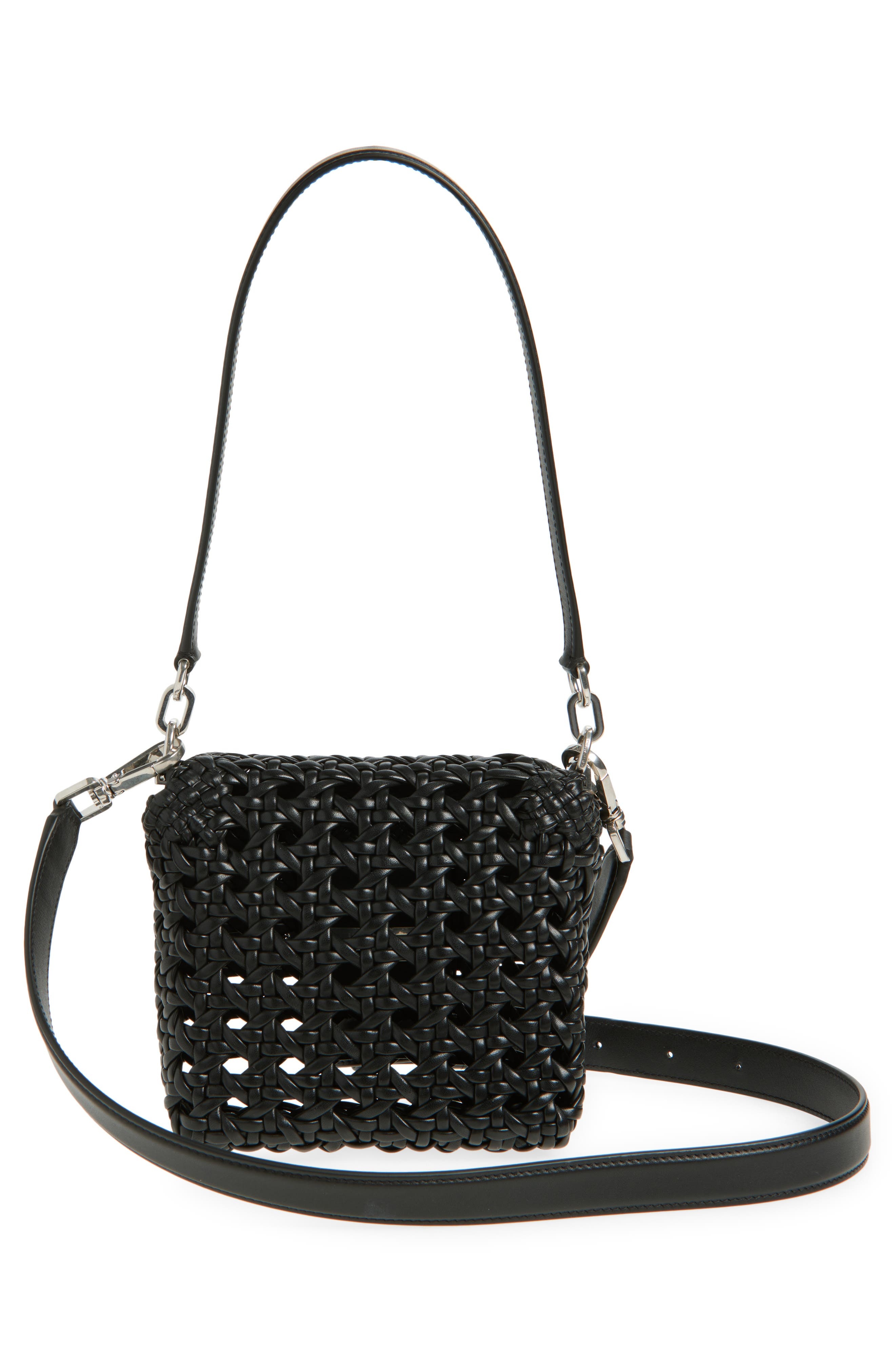 Dolce&Gabbana Marlene Woven Leather Shoulder Bag in Black/Black at Nordstrom - 3