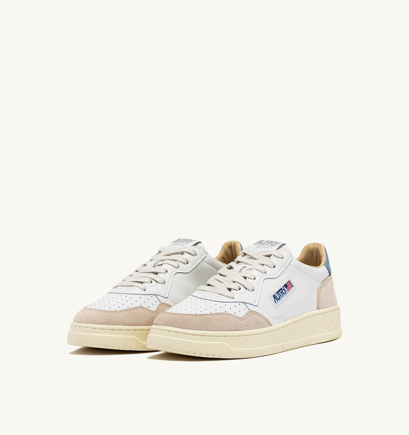 MEDALIST LOW SNEAKERS IN WHITE AND SILVER BLUE LEATHER SUEDE - 2