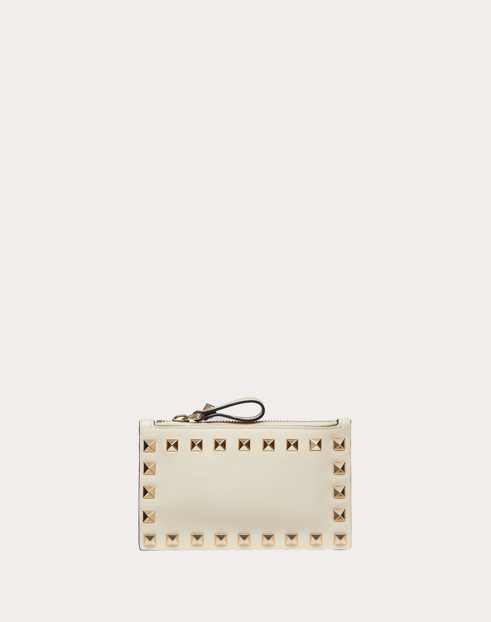 ROCKSTUD CALFSKIN CARDHOLDER WITH ZIPPER - 1