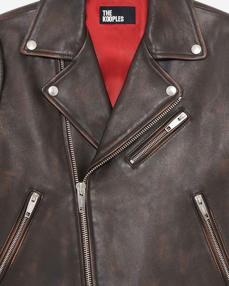 BROWN LEATHER BIKER JACKET 6