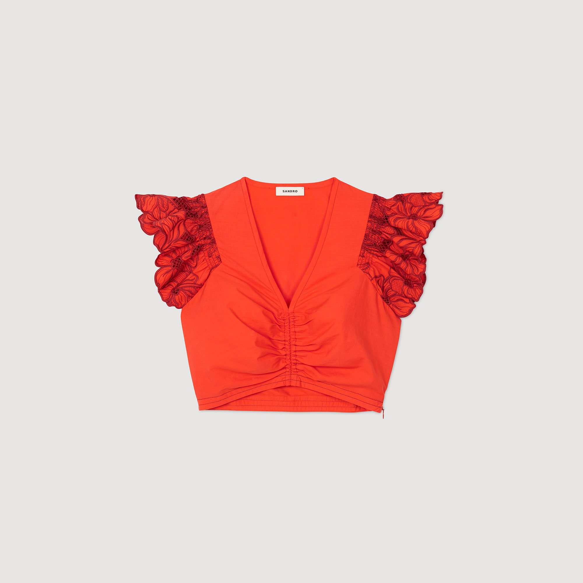 CROP TOP WITH EMBROIDERED SLEEVES - 6