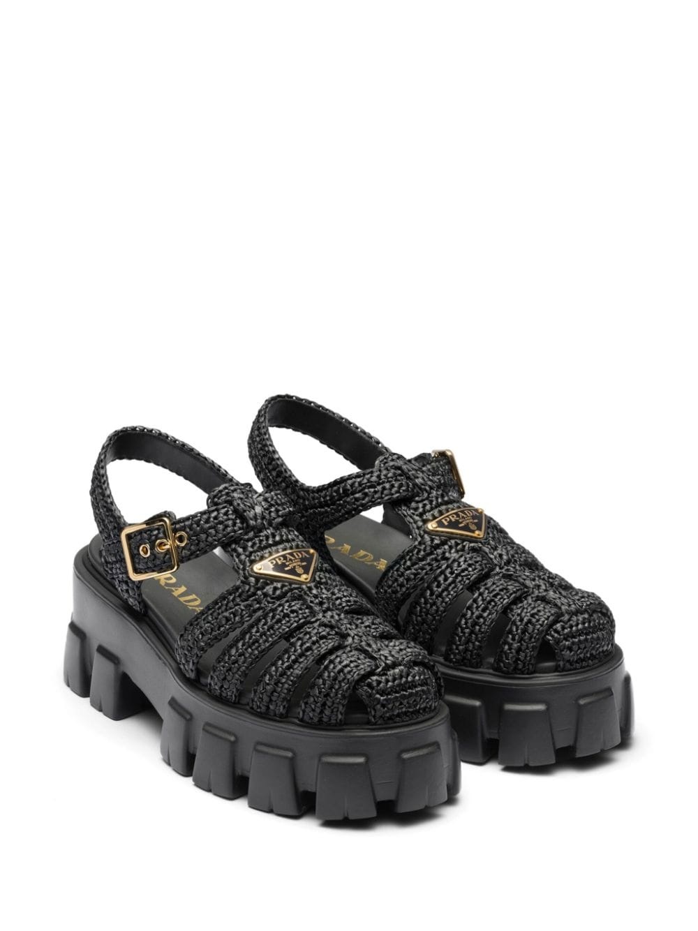 caged flatform raffia sandals - 2