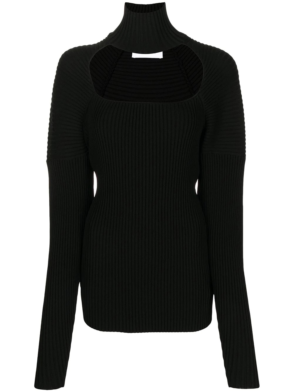 ribbed-knit cut-out jumper - 1