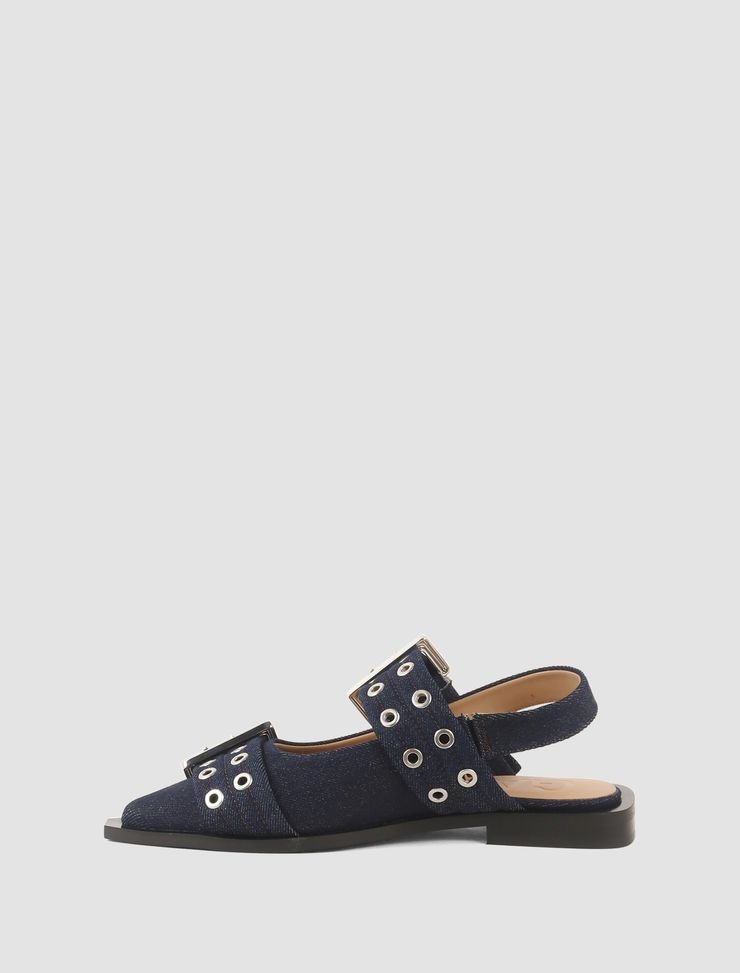 Buckle Denim Ballerinas - 3