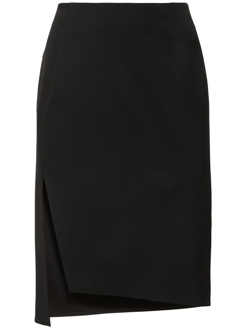 Stretch wool midi skirt - 1