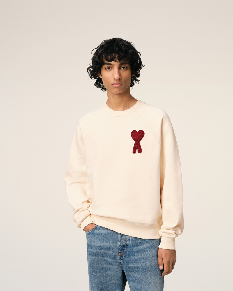 BEIGE COTTON AMI DE COEUR PATCH SWEATSHIRT 3