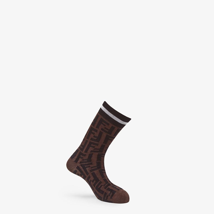 Brown stretch cotton socks - 1