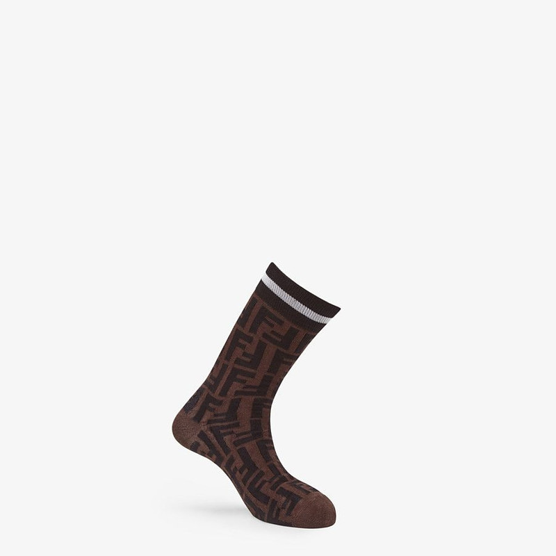 Brown stretch cotton socks 1