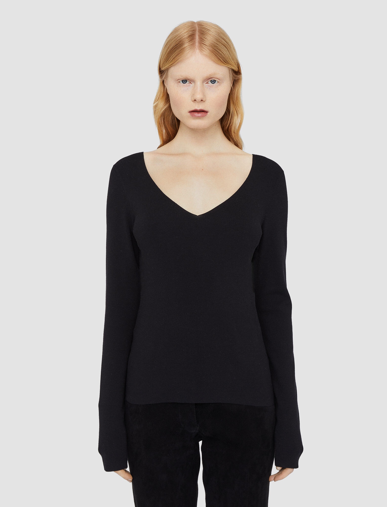 Silk Stretch V Neck Top - 3