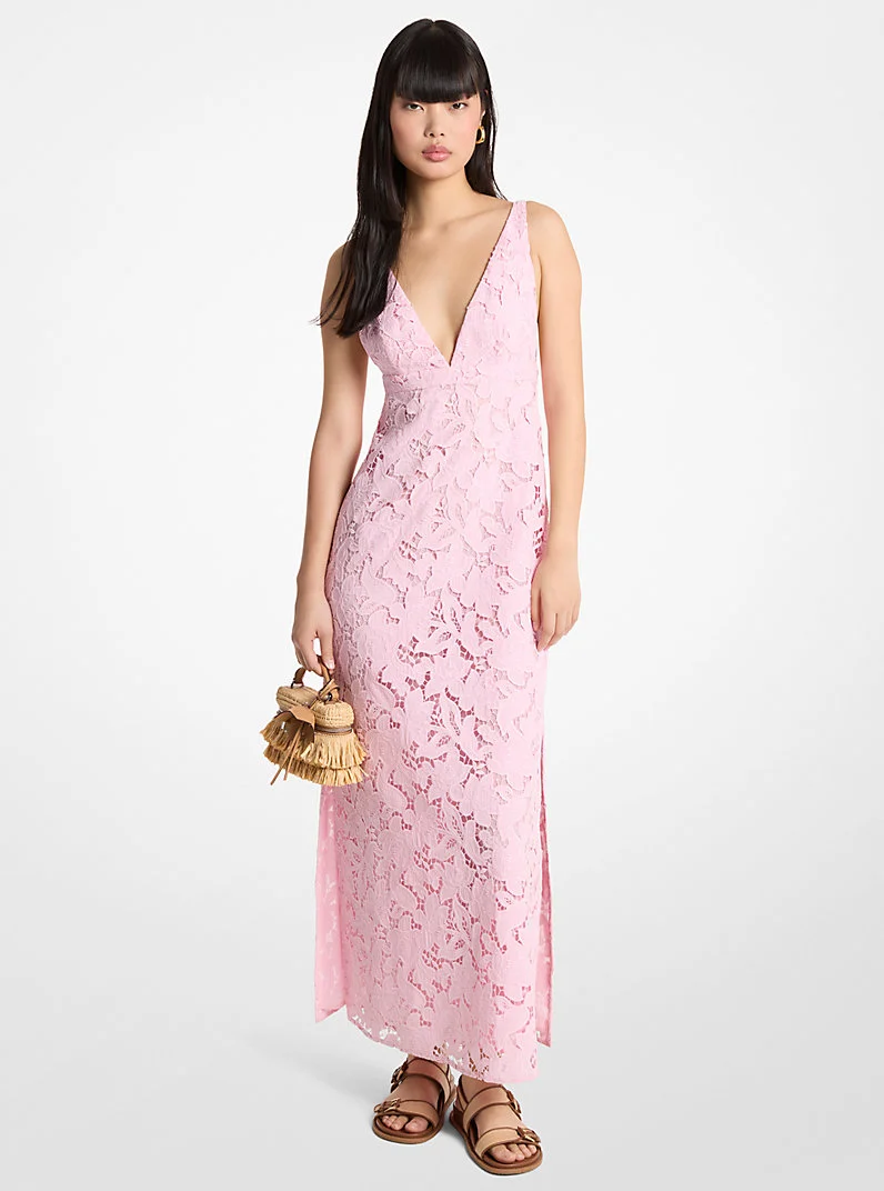 Corded Floral Lace Maxi Dress - 1
