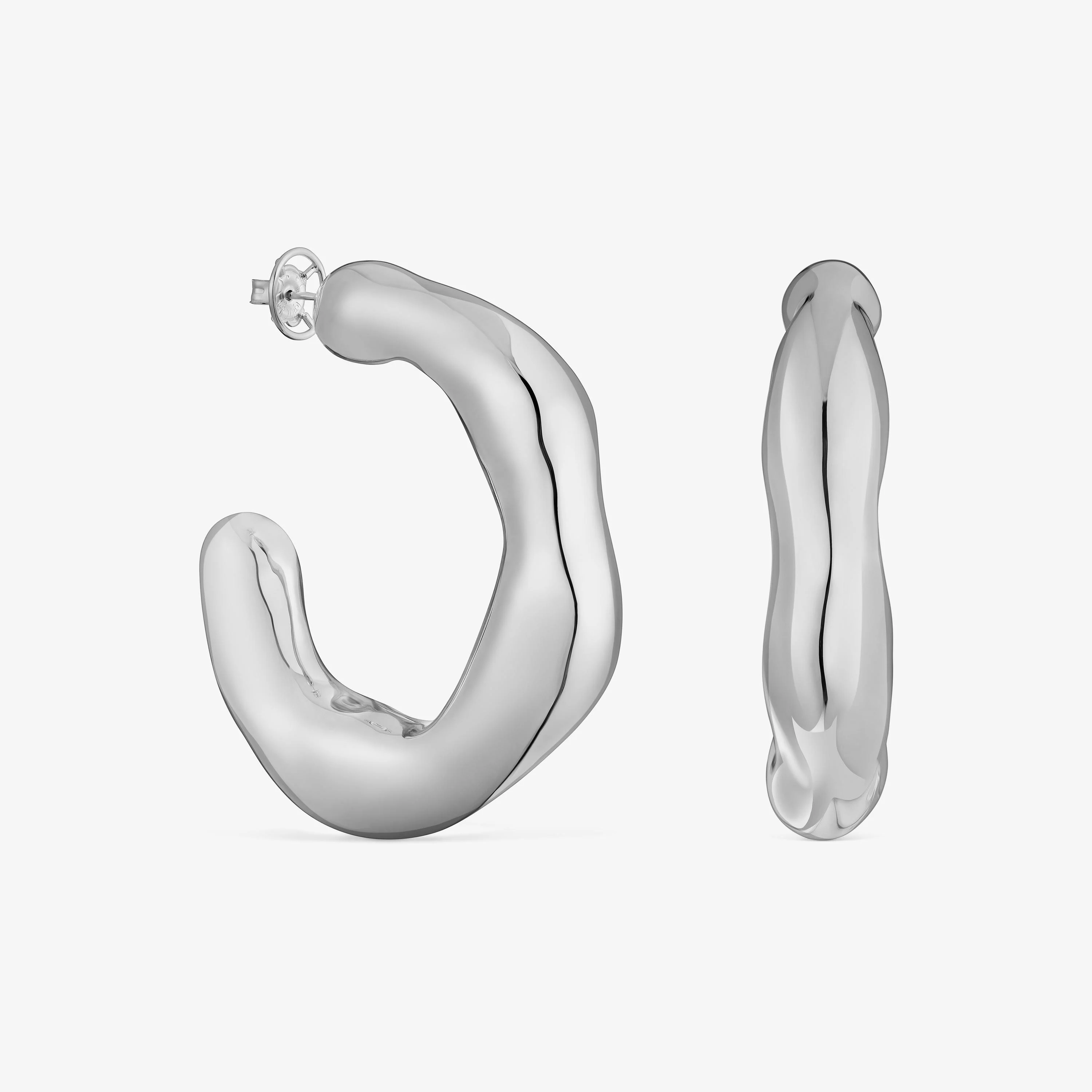 Large silver hoop Earrings Tabit - 1