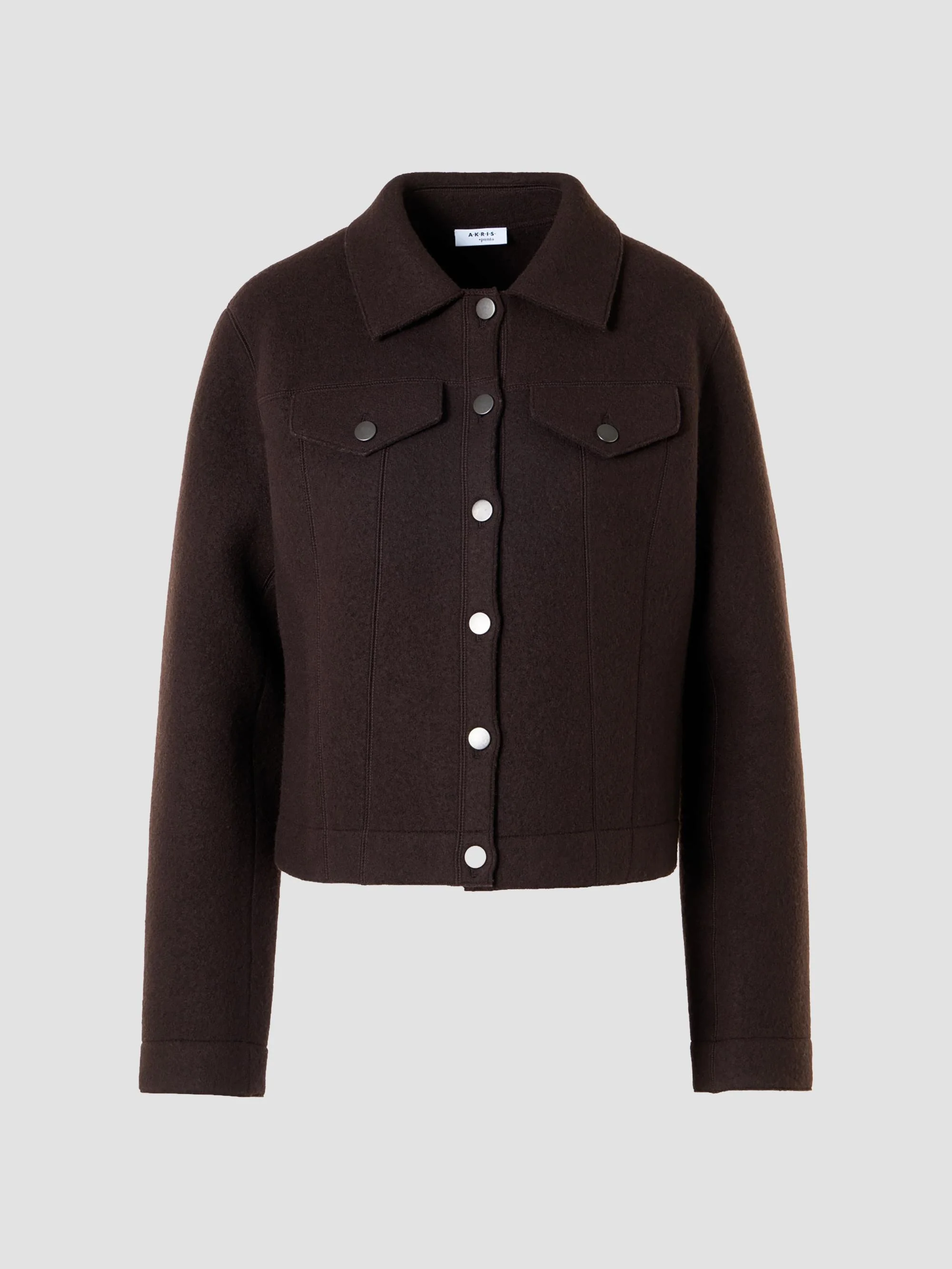 Women's Boiled Wool Jacket - Espresso - 1