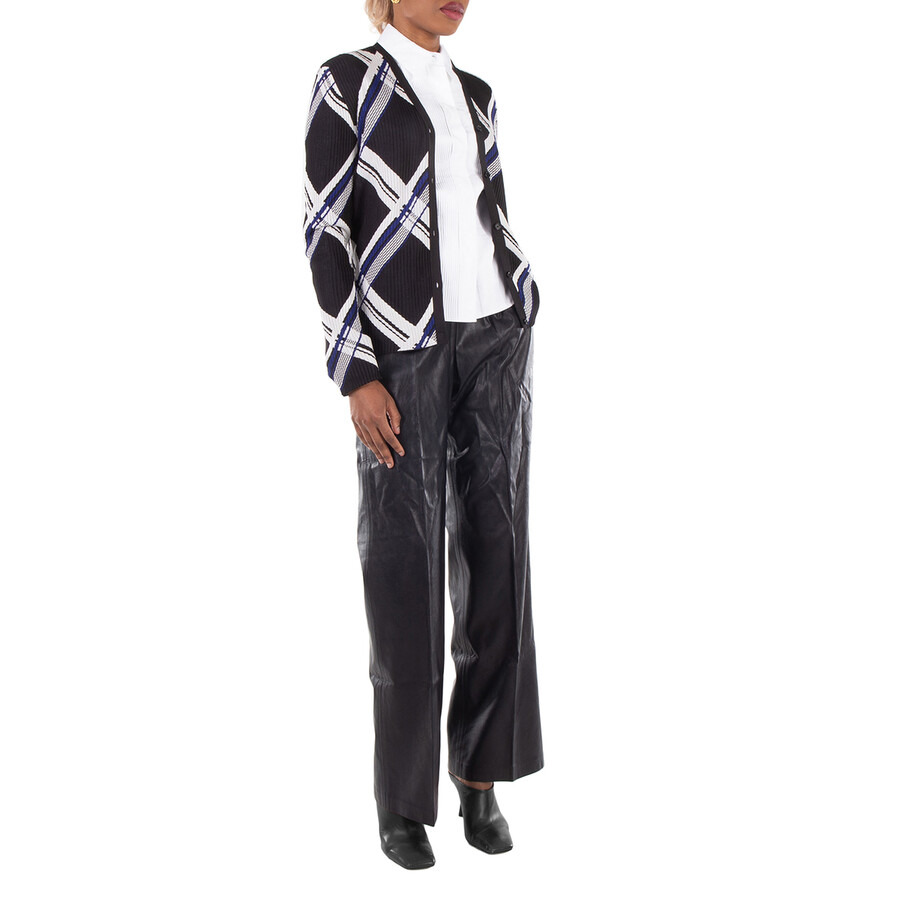 Burberry Check-Jacquard V-Neck Silk Cardigan - 3