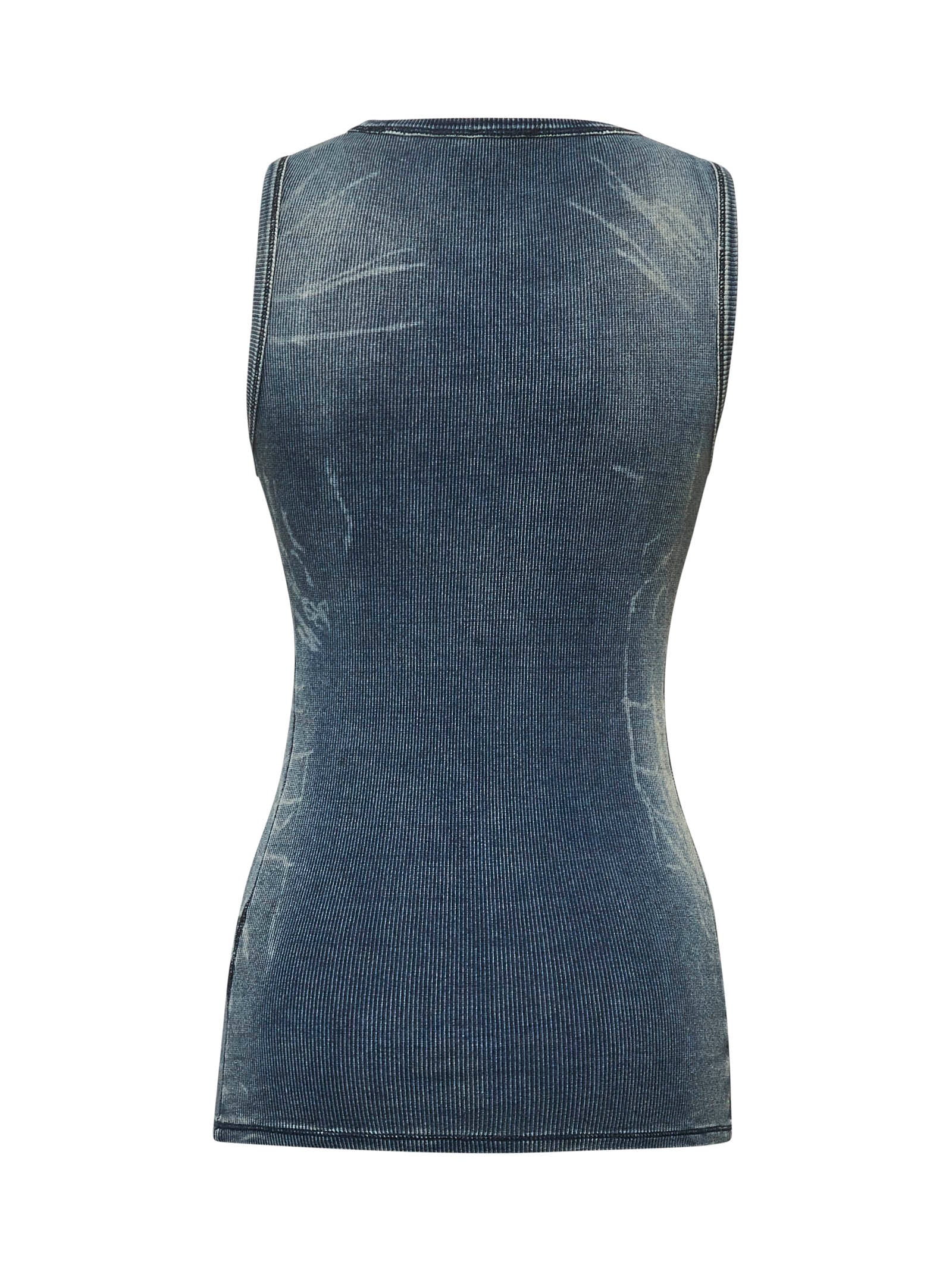 Blue ribbed trompe l&#039;oeil effect T-Go tank top - 2