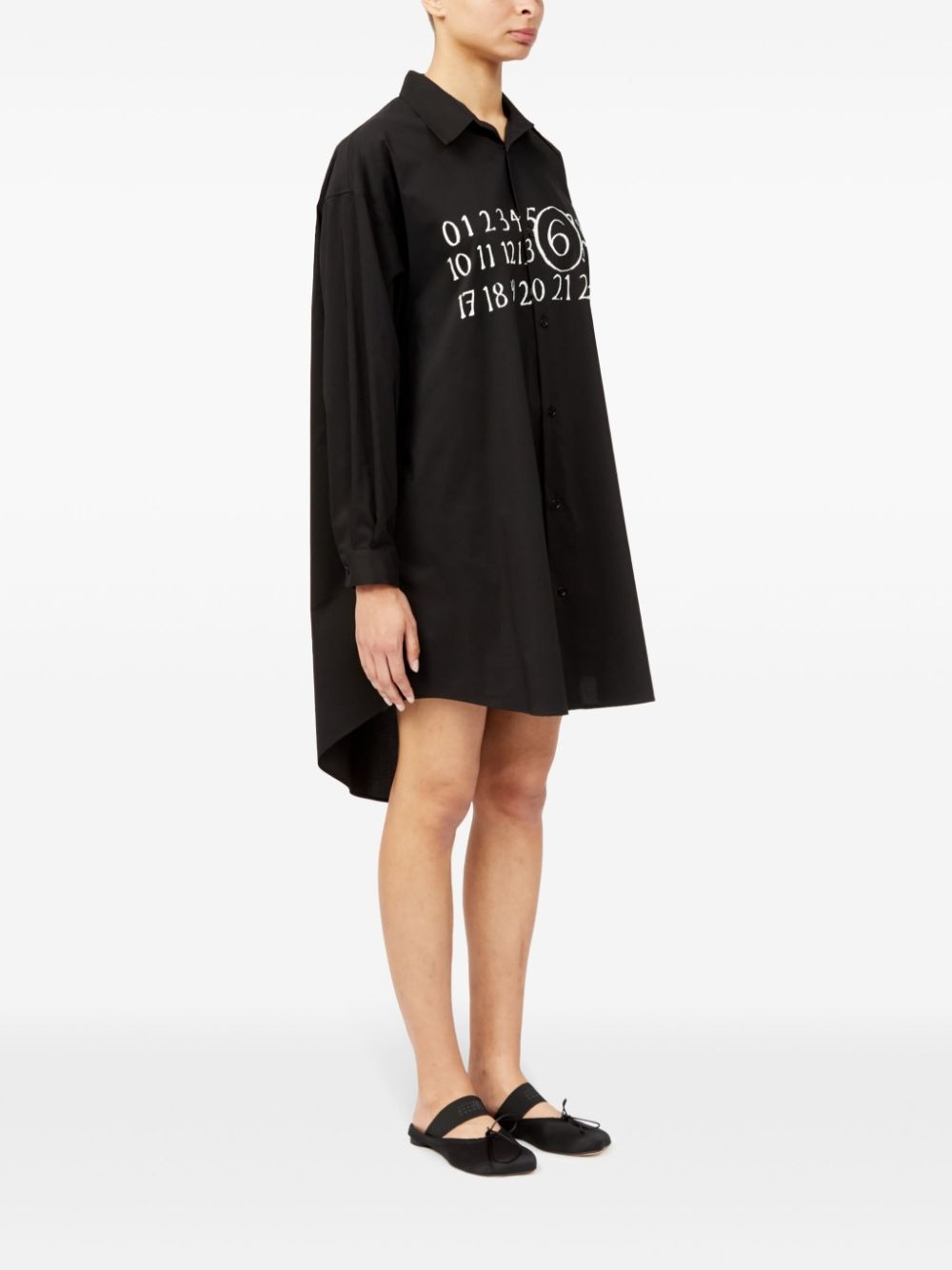 signature numbers motif shirt dress - 3
