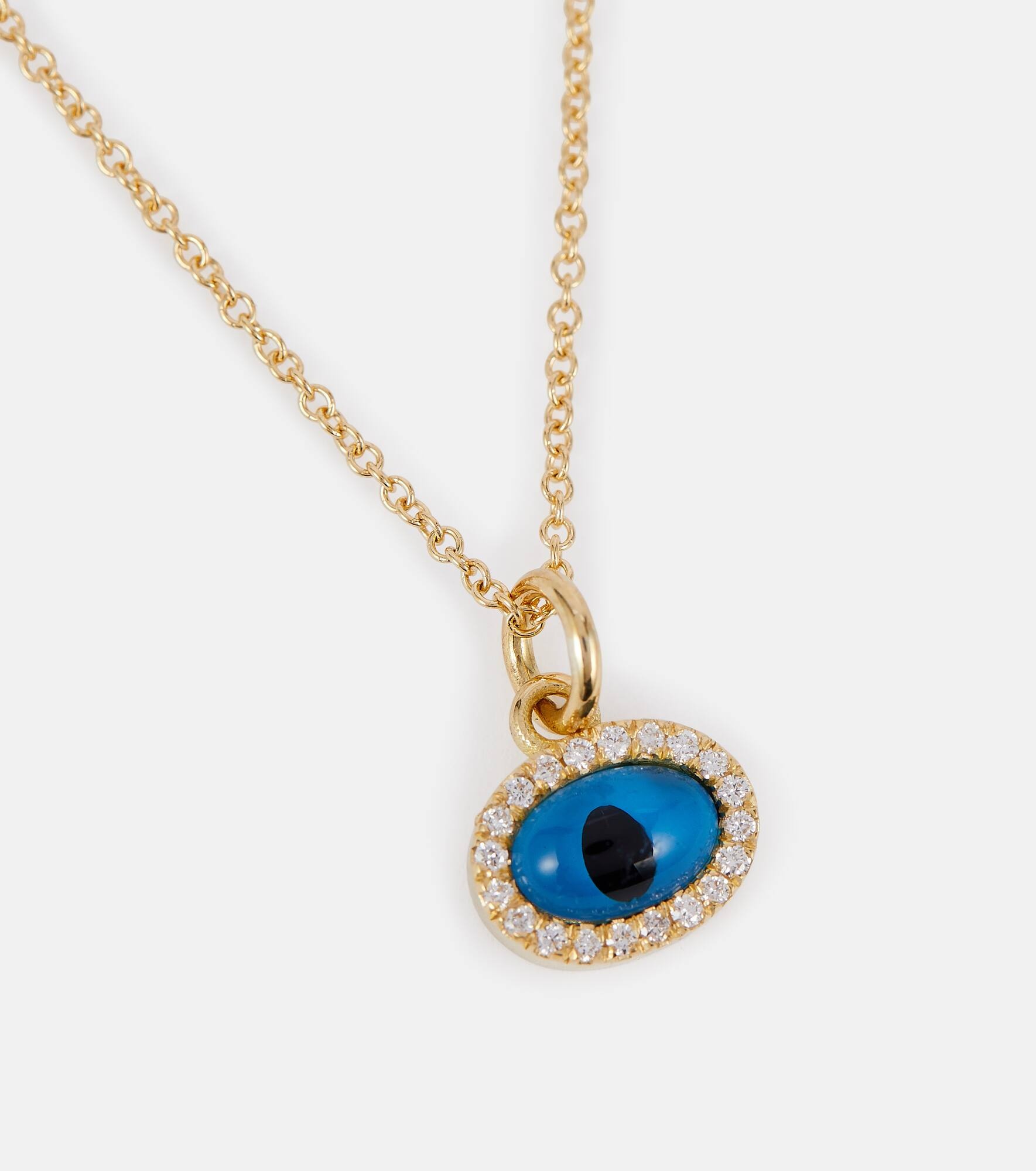 Mini Oval Eye 18kt gold necklace with diamonds - 6