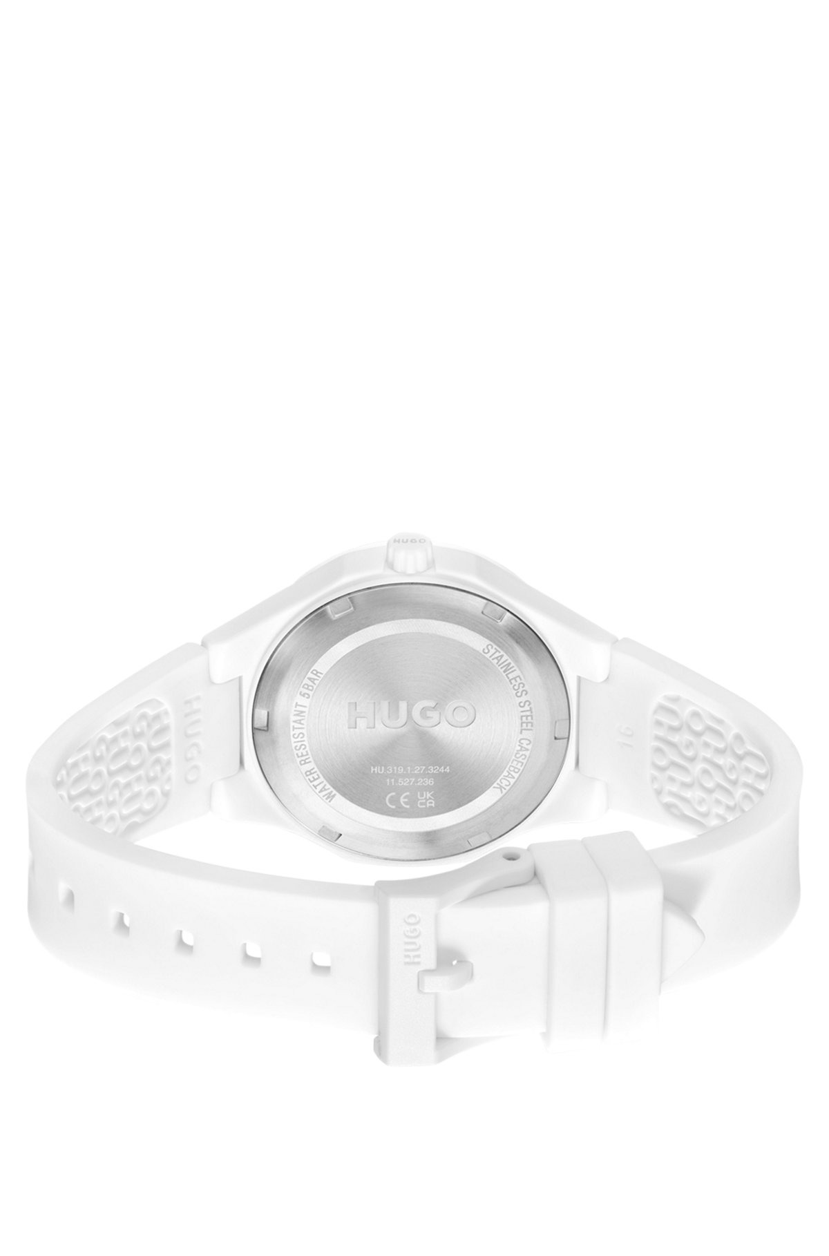 BRANDED SILICONE-STRAP WATCH WITH MATTE-WHITE DIAL - 3