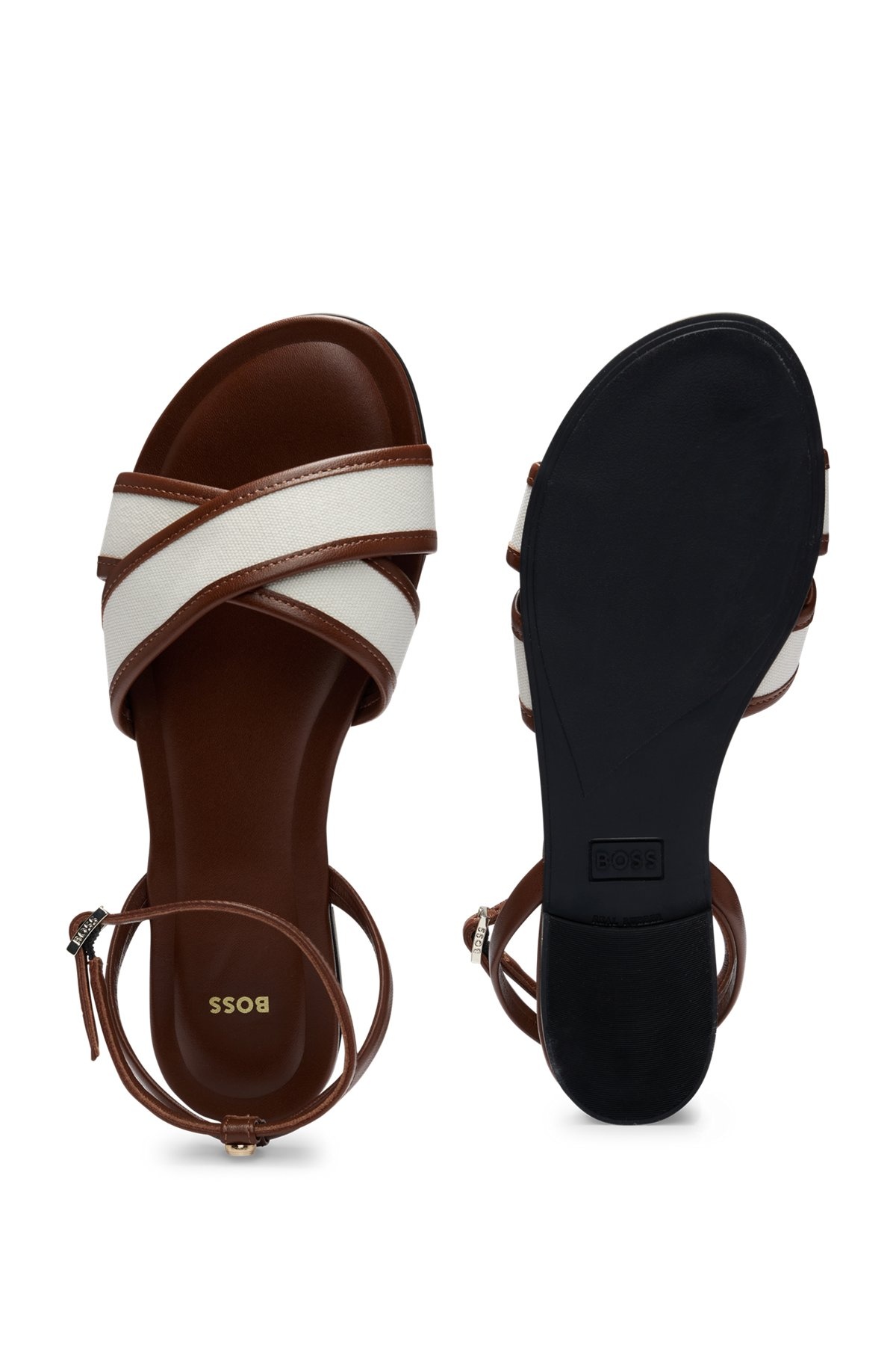 STRUCTURED-CANVAS SANDALS WITH LEATHER TRIMS AND BRANDING - 5