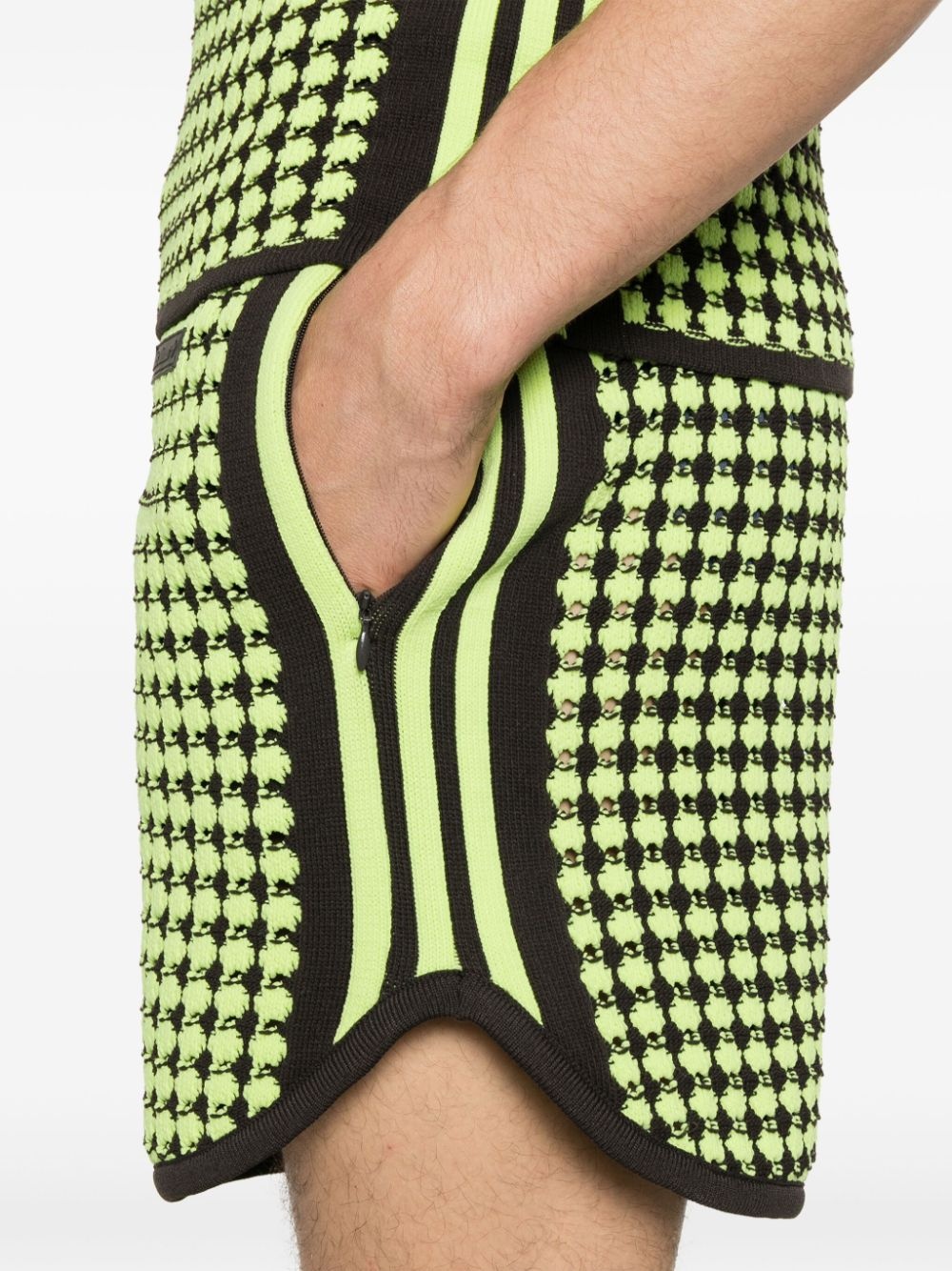 X Wales Bonner houndstoot crochet-knit shorts - 6