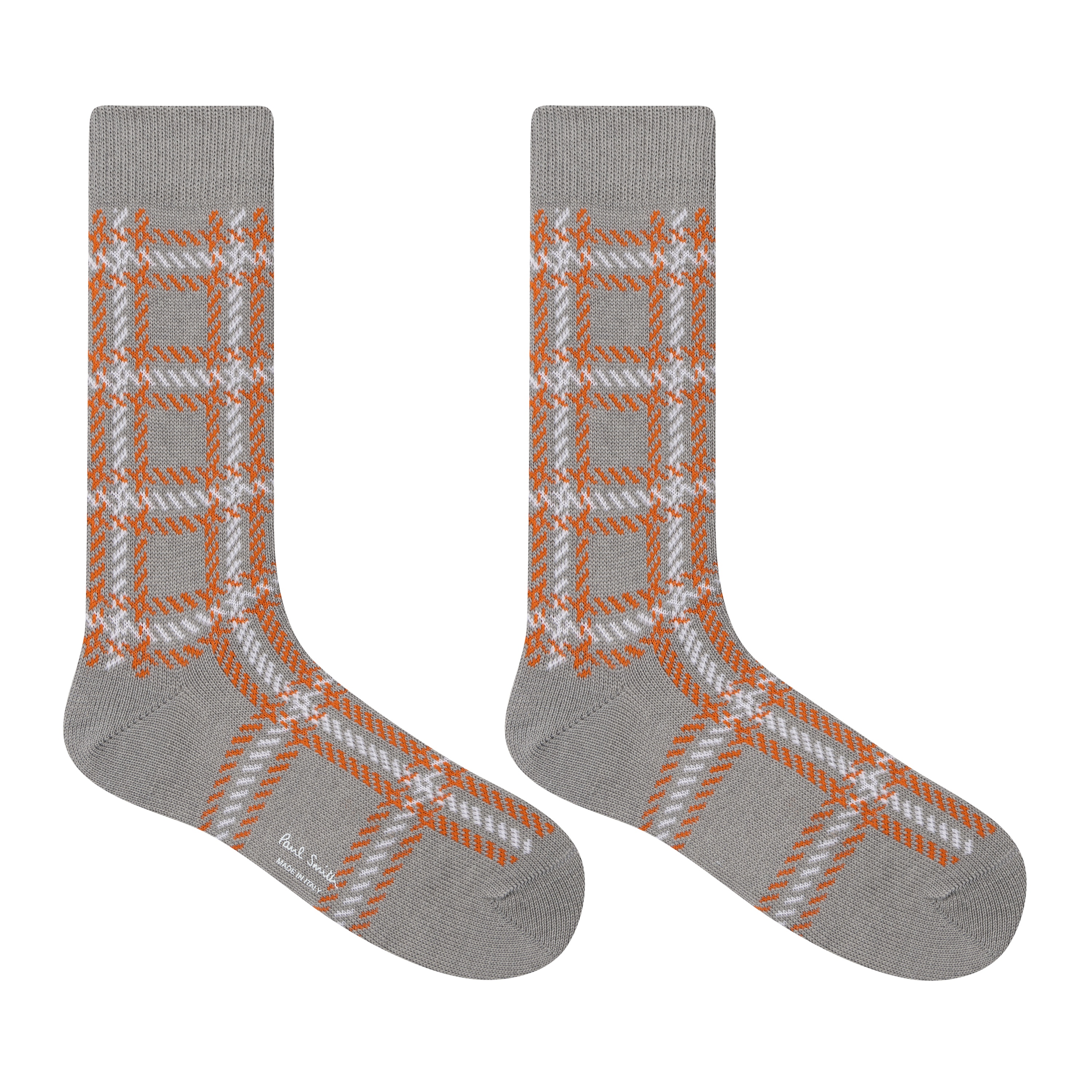 Grey Cotton And Wool-Blend Check Socks - 2