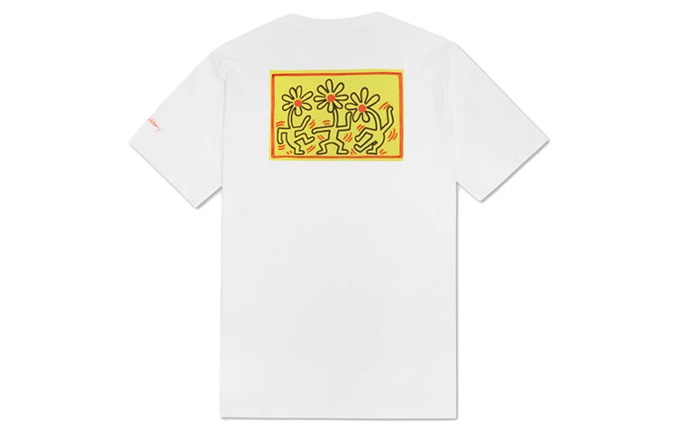 Men's Converse x Keith Haring Crossover Embroidered Logo Alphabet Printing Round Neck Loose White 10 - 2