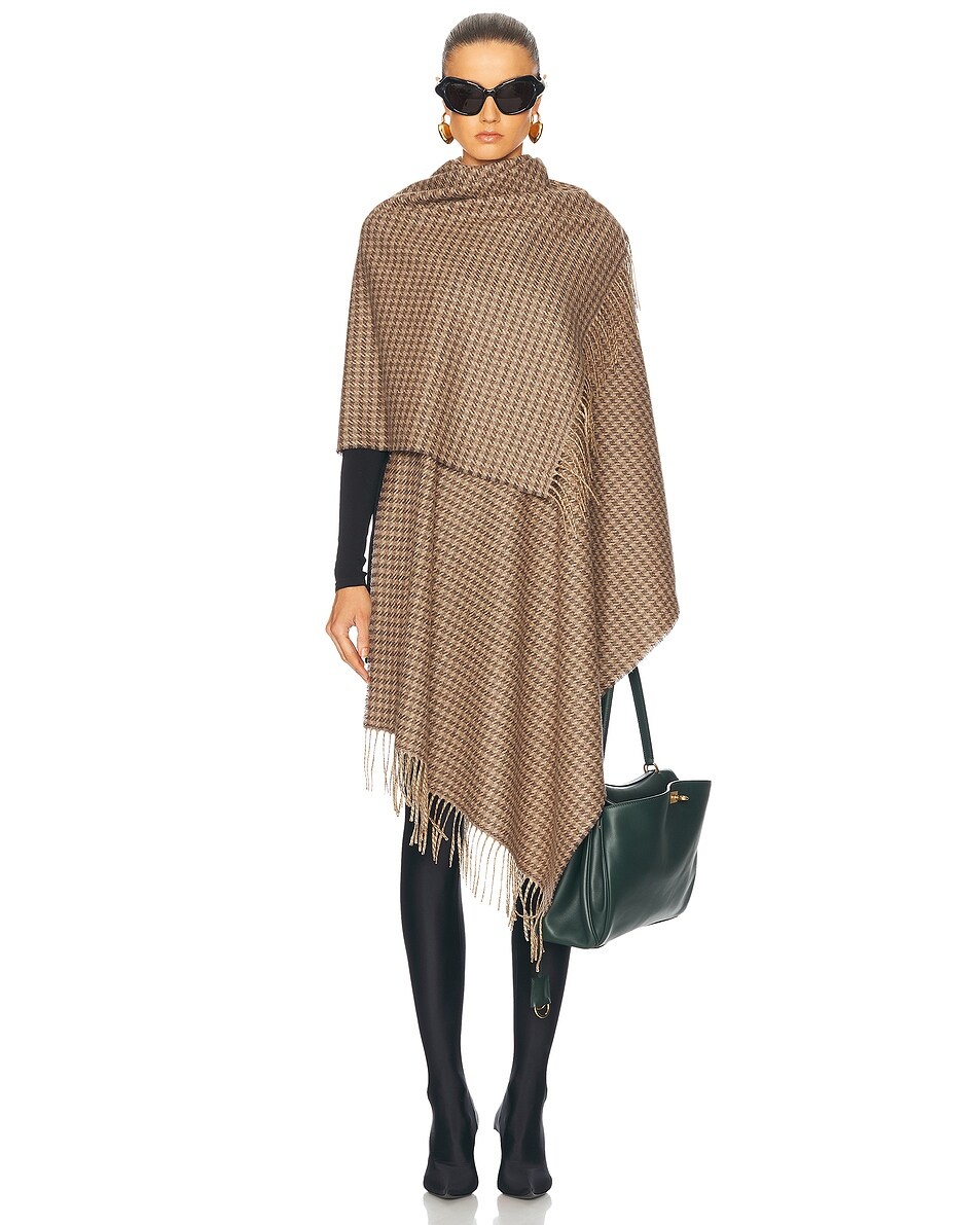 Fringed Houndstooth Shawl - 1