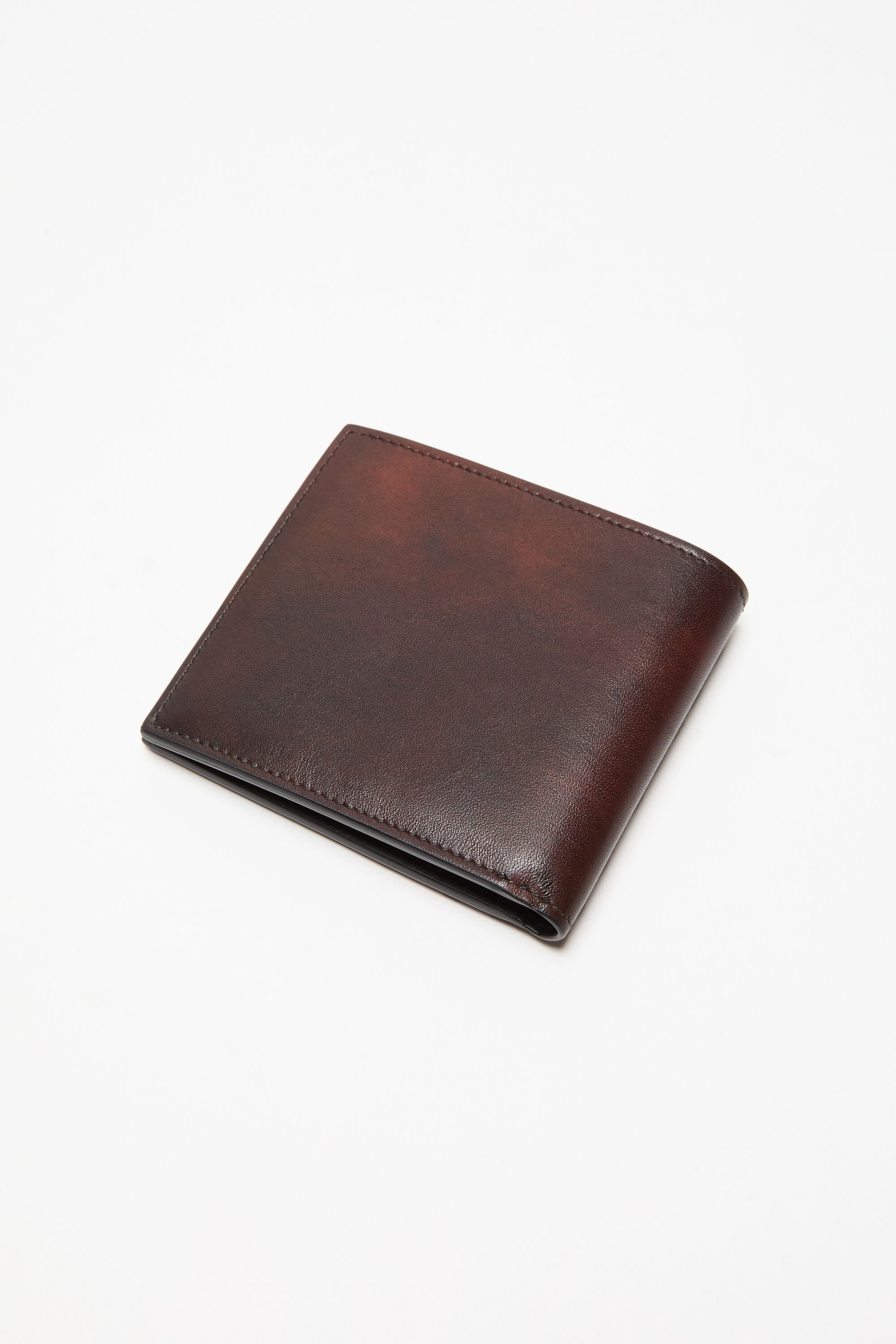 Folded leather wallet - Dark brown - 4